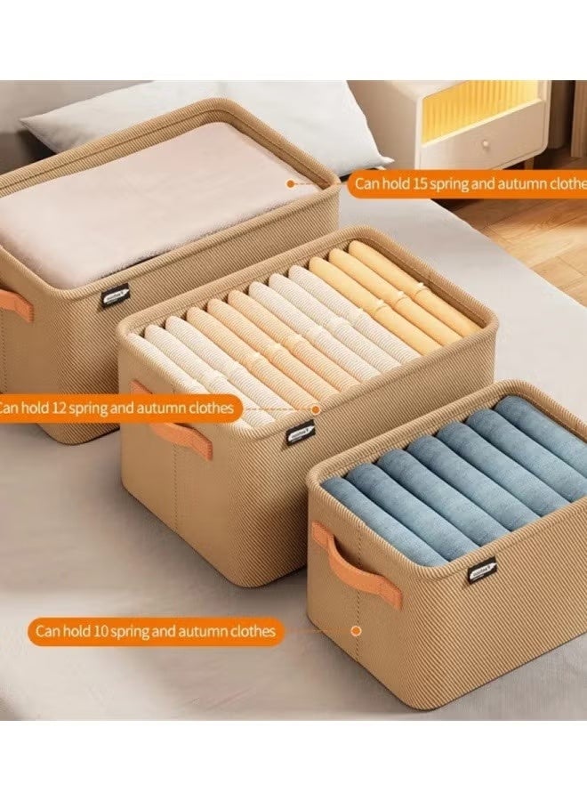 Foldable Closet Storage Box,Wardrobe Closets Organizers,Box Storage, Bins Organizer with Handle Closet Storage Bins,Shelf Organizer and Storage, Bins for Organizing Handles Thickened Steel Frame Toy Organizer Box for All Clothing, Household Sundries Foldable Storage Bins for Toys, Books, Home Supplies(Grey) - Image 3