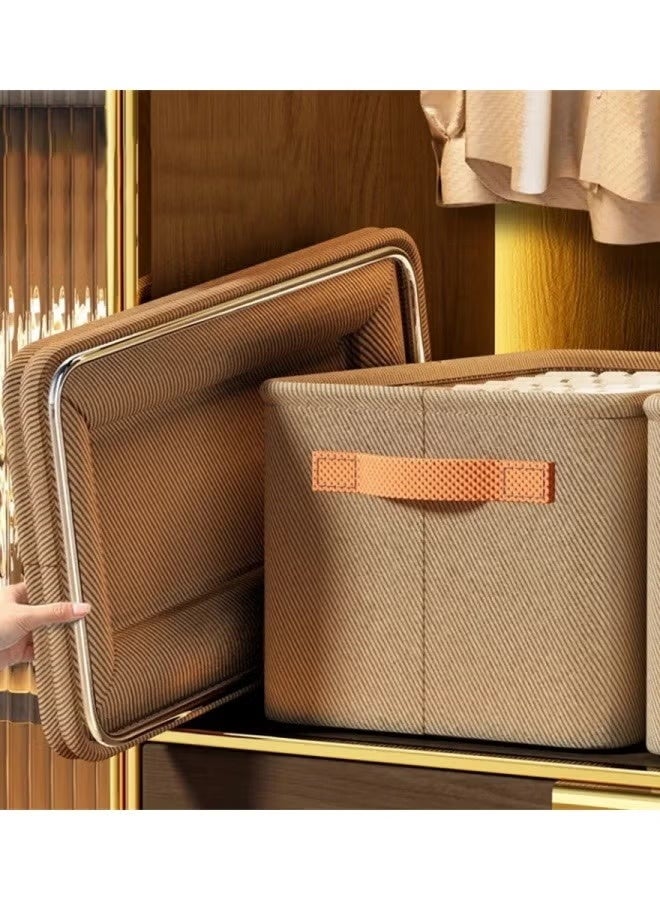 Foldable Closet Storage Box,Wardrobe Closets Organizers,Box Storage, Bins Organizer with Handle Closet Storage Bins,Shelf Organizer and Storage, Bins for Organizing Handles Thickened Steel Frame Toy Organizer Box for All Clothing, Household Sundries Foldable Storage Bins for Toys, Books, Home Supplies(Grey) - Image 4