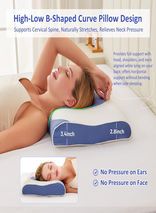 PACJOY Cervical Neck Pillow, Ultra-Thin Cooling Pillows for Neck Shoulder Pain Relief, Ergonomic Memory Foam with Breathable Covers, Soft Contour Bed Pillow for Side Back Stomach Sleeper - Image 4