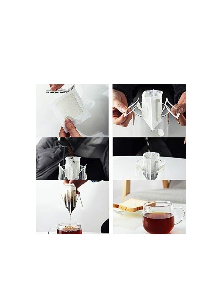 50Pcs Portable Coffee Filter Bag with Hanging Ear Design Disposable Drip Coffee Filter Paper Bag