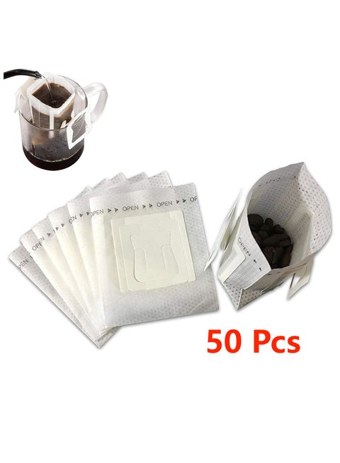50Pcs Portable Coffee Filter Bag with Hanging Ear Design Disposable Drip Coffee Filter Paper Bag