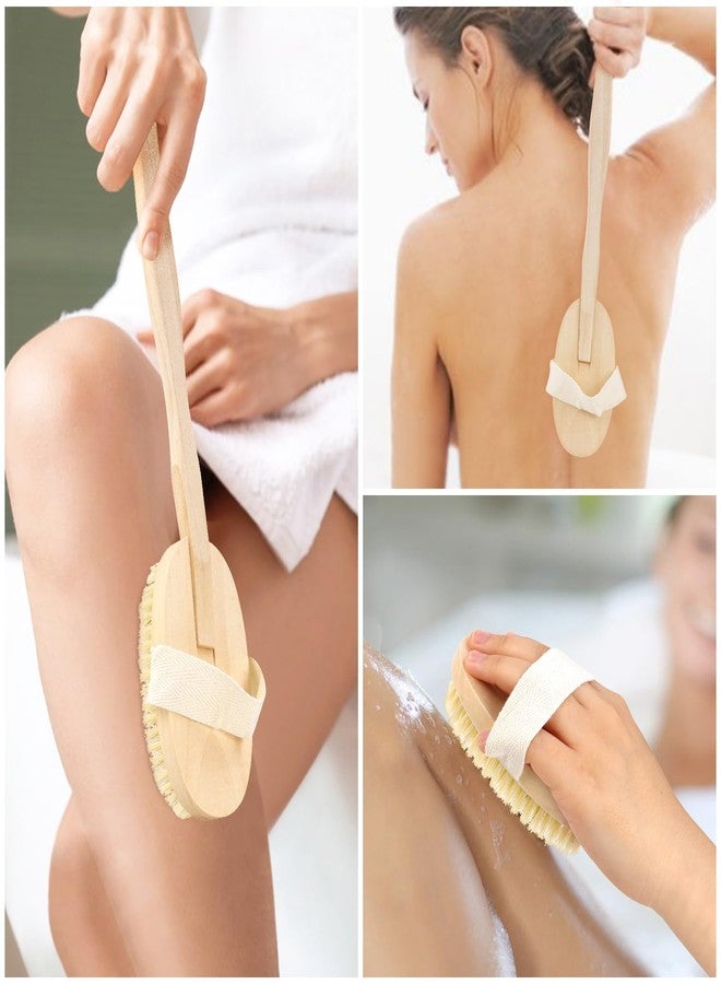 yuntop 2 Pack Detachable Bath Bristle Brush, Wood Long Handle Dry Brushing Body Brush for Shower - Image 2