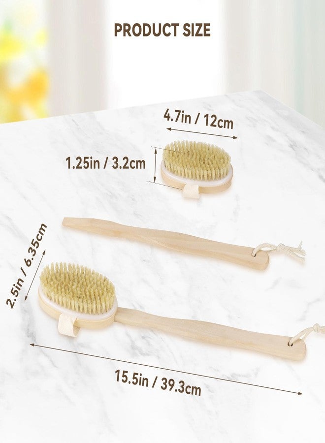 yuntop 2 Pack Detachable Bath Bristle Brush, Wood Long Handle Dry Brushing Body Brush for Shower - Image 5