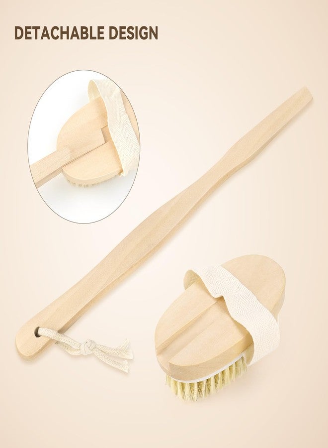 yuntop 2 Pack Detachable Bath Bristle Brush, Wood Long Handle Dry Brushing Body Brush for Shower - Image 3