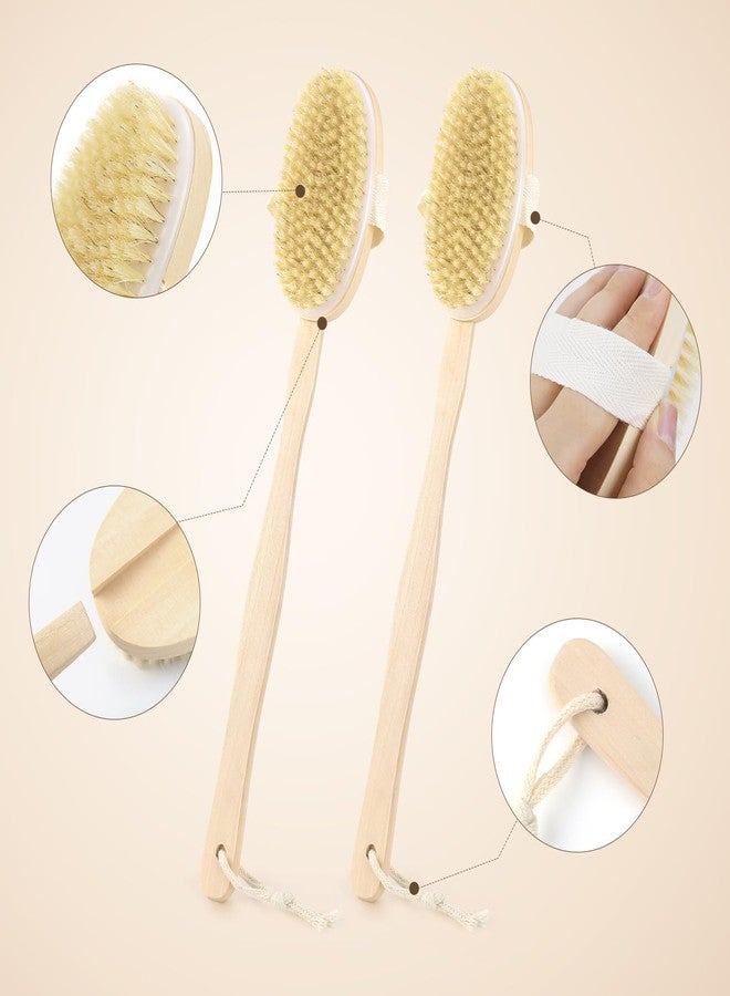 yuntop 2 Pack Detachable Bath Bristle Brush, Wood Long Handle Dry Brushing Body Brush for Shower - Image 4