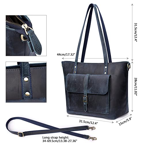 S-ZONE Women Vintage Genuine Leather Tote Bag Large Shoulder Purse Work Handbag - Image 5