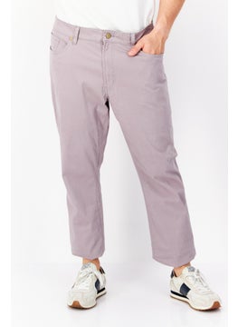 Tailor Vintage Men Slim Fit Embroidered Logo Pants, Grey  - Image 1