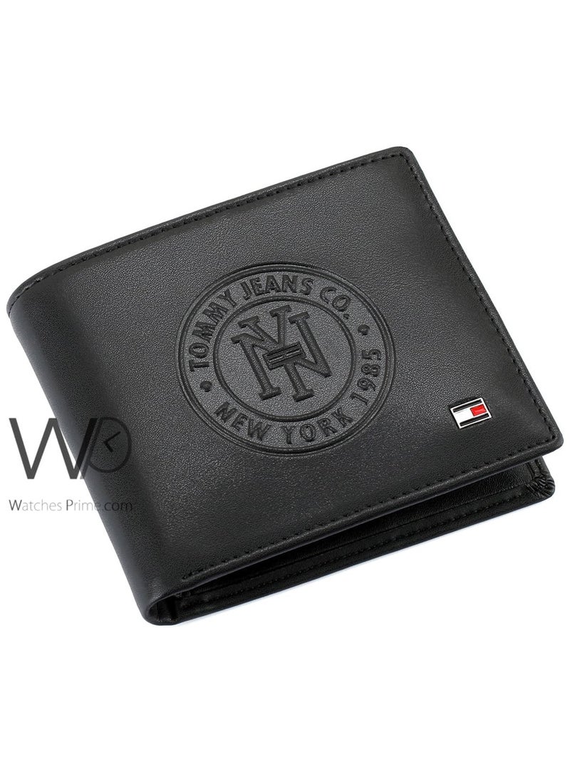 Tommy Hilfiger Plus Tommy Hilfiger Men's Purse Natural Leather Original Black New York 1985 Embossed - Image 1