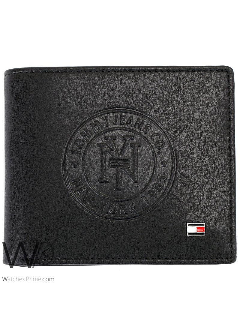 Tommy Hilfiger Plus Tommy Hilfiger Men's Purse Natural Leather Original Black New York 1985 Embossed - Image 5