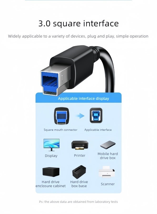 YINPAGE USB 3.0 Printer Cable 3M - USB A to B Male Cable 5Gbps for Printer & Scanner - High-Speed Data Sync Compatible with HP, Epson, Canon, Brother, Lexmark - Also for External Hard Drive, Hub (Black) - Image 3