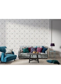 Moroccan Effect Self Fabric Wallpaper Covers An Area ​​Up To 4.2Mx3M With Adhesive  And Smoothing Tool