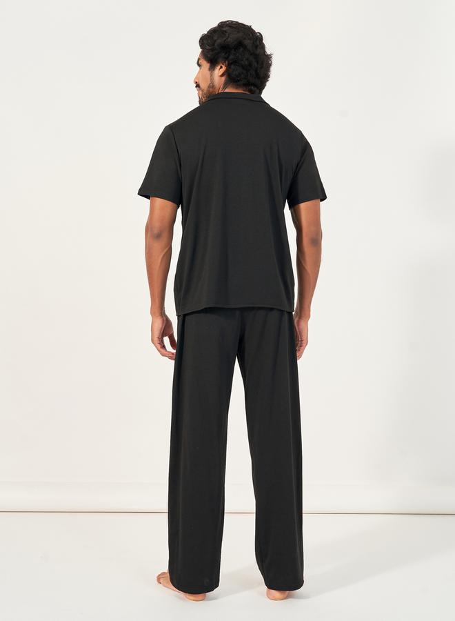ستايلي طقم من بنطال بيجاما مع قميص بأكمام قصيرة - Image 5
