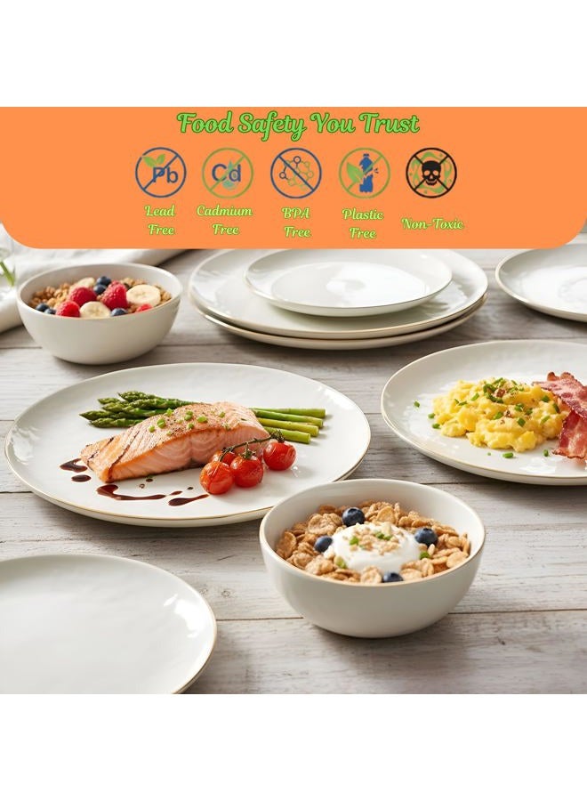 Sango Gansevoort 12-Piece Stoneware Dinnerware Set – Service for 4, Elegant White with Gold Accents, Perfect for Everyday Dining & Entertainment, Microwave & Dishwasher Safe - Image 3