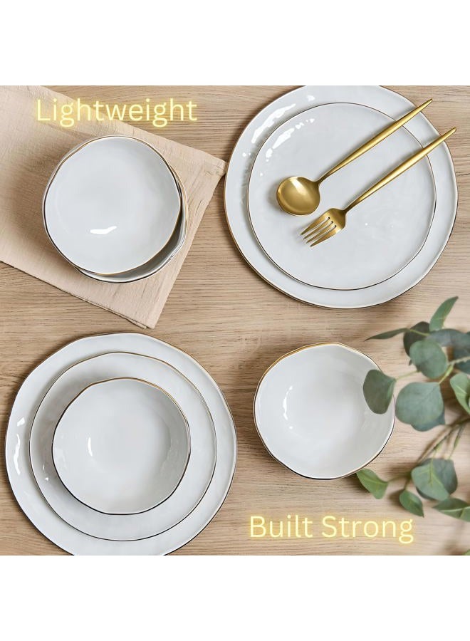 Sango Gansevoort 12-Piece Stoneware Dinnerware Set – Service for 4, Elegant White with Gold Accents, Perfect for Everyday Dining & Entertainment, Microwave & Dishwasher Safe - Image 4