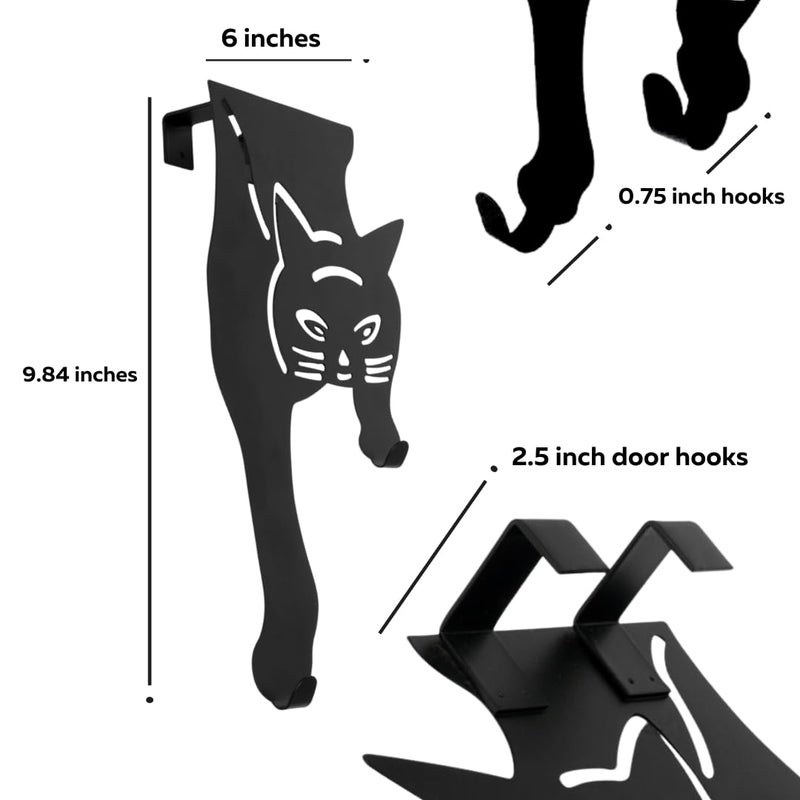 Evelots Cat Over The Door Hooks for Hanging - Black - Over The Door Organizer - Strong Metal Hooks - Image 2