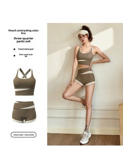 Chic Colorblock Yoga Suit Slim Fitness Apparel for Women Cocoa suit