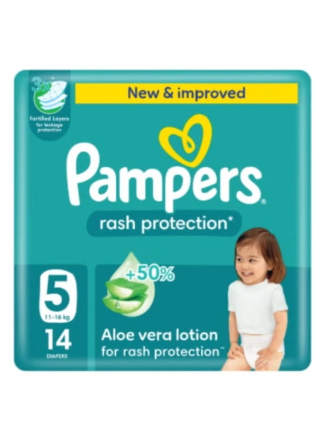 Rash Protection Taped Diapers, Size 5, 11-16kg, Carry Pack, 14 Count