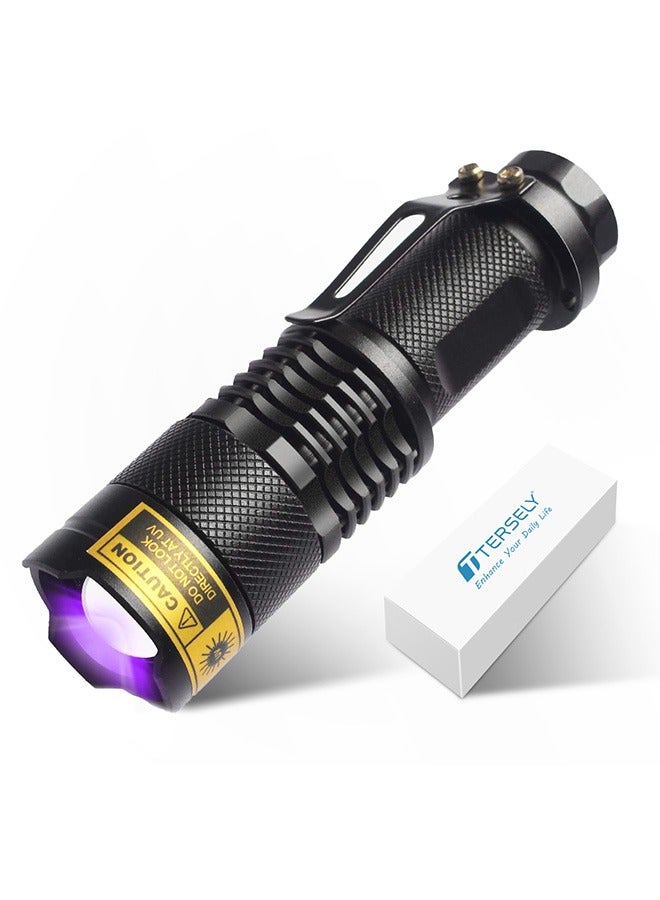 Tersely UV Torch,T Tersely UV Light Ultraviolet LED Flashlight Blacklight Portable Flashlight 395nm LED Black Light Mini Flashlights Zoomable with Clip SK68(AA Batteries Not Included)  - Image 1
