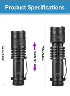 Tersely UV Torch,T Tersely UV Light Ultraviolet LED Flashlight Blacklight Portable Flashlight 395nm LED Black Light Mini Flashlights Zoomable with Clip SK68(AA Batteries Not Included)  - Image 2