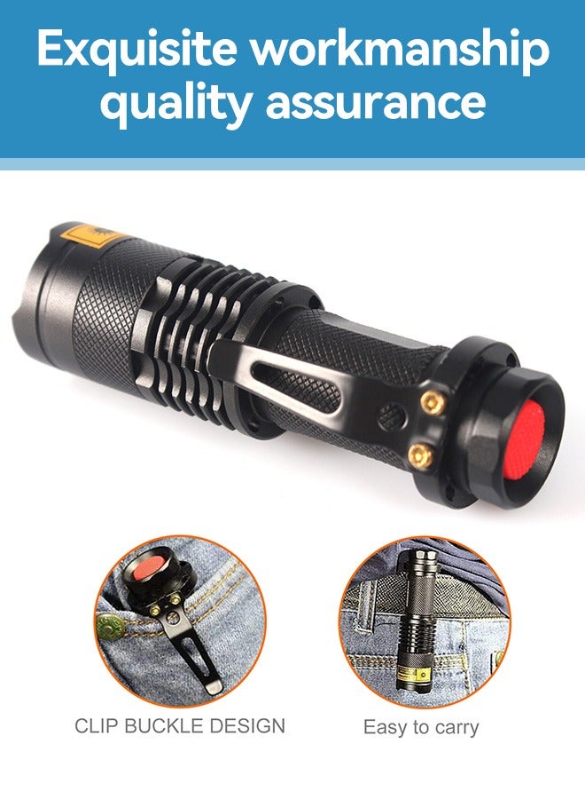 Tersely UV Torch,T Tersely UV Light Ultraviolet LED Flashlight Blacklight Portable Flashlight 395nm LED Black Light Mini Flashlights Zoomable with Clip SK68(AA Batteries Not Included)  - Image 4
