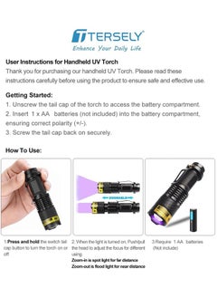 Tersely UV Torch,T Tersely UV Light Ultraviolet LED Flashlight Blacklight Portable Flashlight 395nm LED Black Light Mini Flashlights Zoomable with Clip SK68(AA Batteries Not Included)  - Image 5