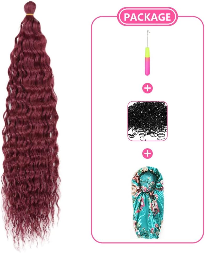DSOAR 22 Inch 3 Packs Deep Twist Crochet Hair Ocean Wave Curly Bohemian Crochet Braids Deep Wave Hair Bundles Synthetic Hair Extensions for Women Girls - Image 5