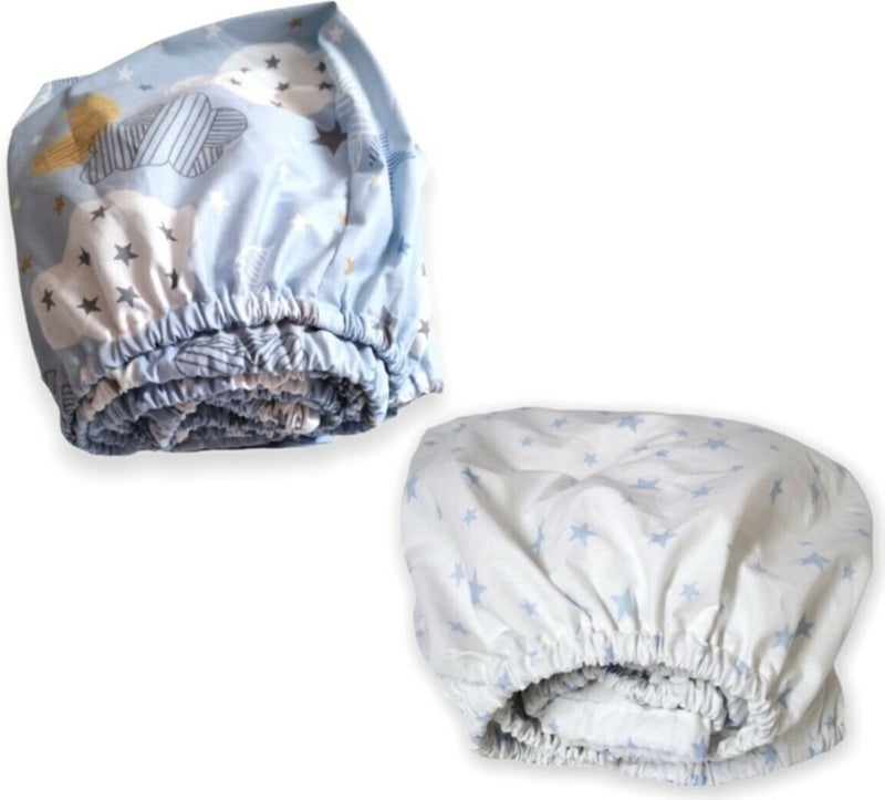 Baby Special Cotton Baby and Kids Fitted Sheet Blue Moon and Star 100X160 (2 Pieces)