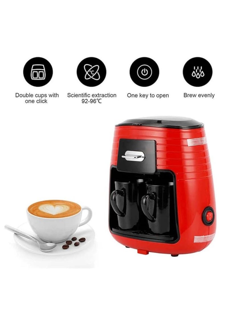 Generic - Full Automatic Coffee Machine American Double Cup Drip Coffee Maker Tea Making Portable - Image 1