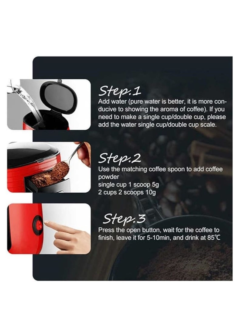 Generic - Full Automatic Coffee Machine American Double Cup Drip Coffee Maker Tea Making Portable - Image 1