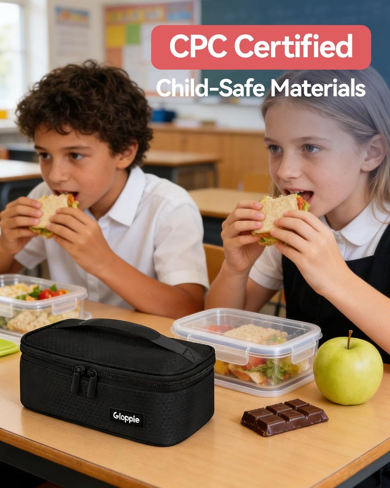 Gloppie Small Lunch Bag for Adults & Kids - Compact Insulated Lunch Box, Durable & Food-Grade Lining | Portable Cooler for Work, School, Travel (Black Honeycomb) - Image 4