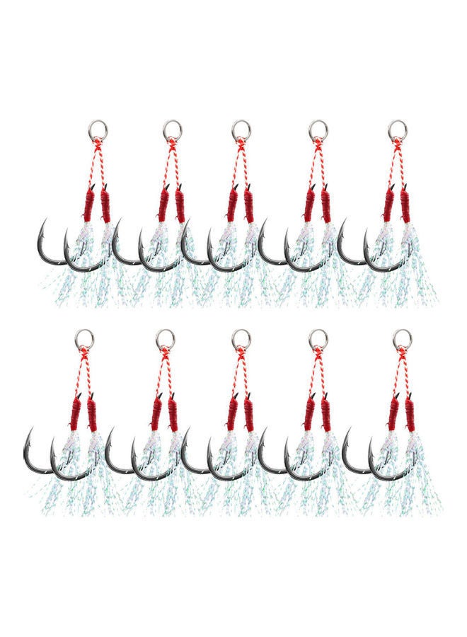 نيبمينينت طقم خطافات مزدوجة لصيد الأسماك من الفولاذ المقاوم للصدأ مكون 10 قطع - Image 1