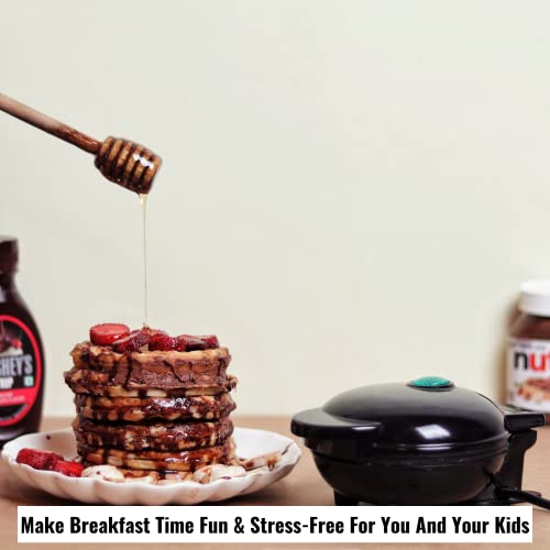 Instacuppa Mini Waffle Maker-Quick&Easy Breakfast Solution For Busy Moms-Whip Tasty,Healthy Waffles In Minutes For Your Kids,Easy To Clean Non-Stick Coating,Small Size&Portable,4 Inch,Black - 350 Wh - Image 4