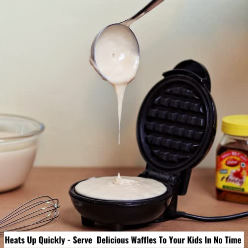 Instacuppa Mini Waffle Maker-Quick&Easy Breakfast Solution For Busy Moms-Whip Tasty,Healthy Waffles In Minutes For Your Kids,Easy To Clean Non-Stick Coating,Small Size&Portable,4 Inch,Black - 350 Wh - Image 5