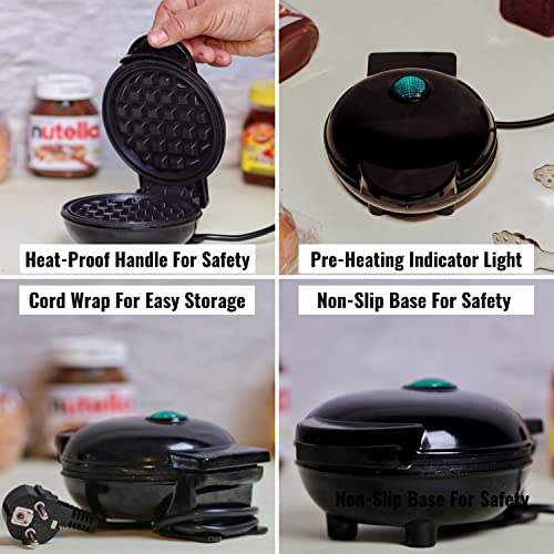 Instacuppa Mini Waffle Maker-Quick&Easy Breakfast Solution For Busy Moms-Whip Tasty,Healthy Waffles In Minutes For Your Kids,Easy To Clean Non-Stick Coating,Small Size&Portable,4 Inch,Black - 350 Wh - Image 3