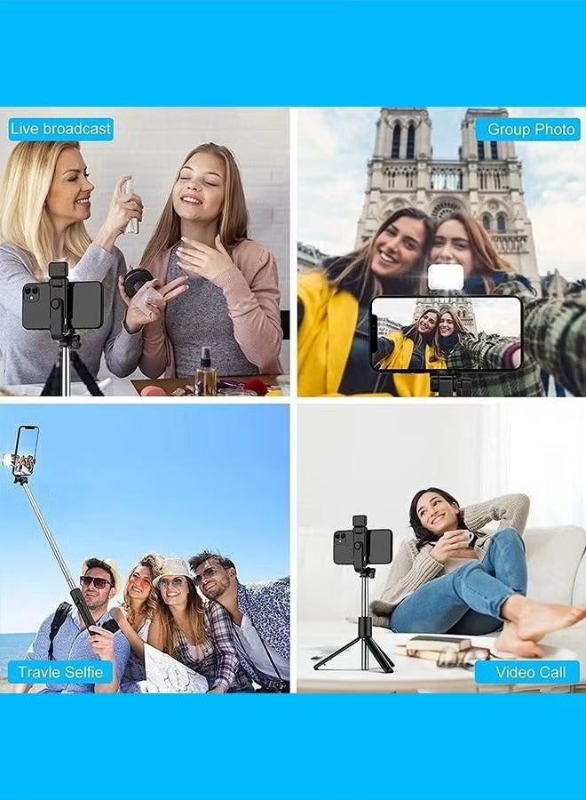 JAJEEK Q07 Bluetooth Selfie Stick Tripod – 3-in-1 Extendable and Foldable Phone Tripod with Wireless Remote, Detachable Fill Light, and 360° Rotation – Portable Selfie Stand for iPhone, Android, Samsung, Huawei & Smartphone Photography – Lightweight Travel-Friendly Design - Image 3