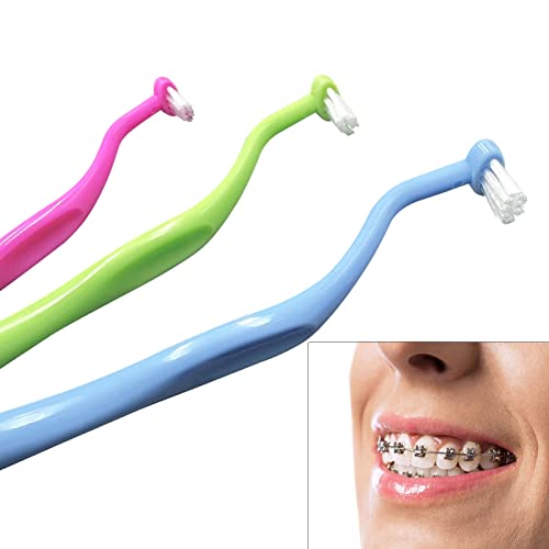 HRASY Orthodontic Toothbrush Small Tuft Toothbrush Tiny Compact Interspace Brush for Dental Implants Braces and Teeth Detail Cleaning 4 Pieces 4 Colors D - Image 3