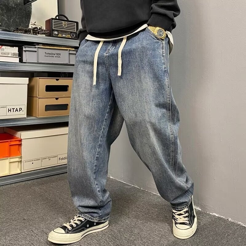 Unisex Classic Denim Jeans Loose Fit Daily Outdoor Wear - Image 1