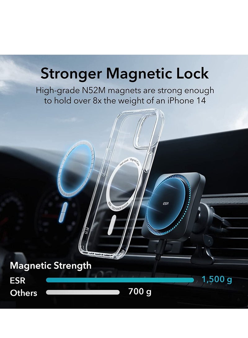 حافظة آيفون 13، حافظة آيفون 14، حافظة هاتف MagSafe تدعم الشحن اللاسلكي المغناطيسي، حماية من الدرجة العسكرية ضد الصدمات، مقاومة للخدش، غطاء هجين كلاسيكي لهاتف آيفون 13/14، شفاف - Image 4