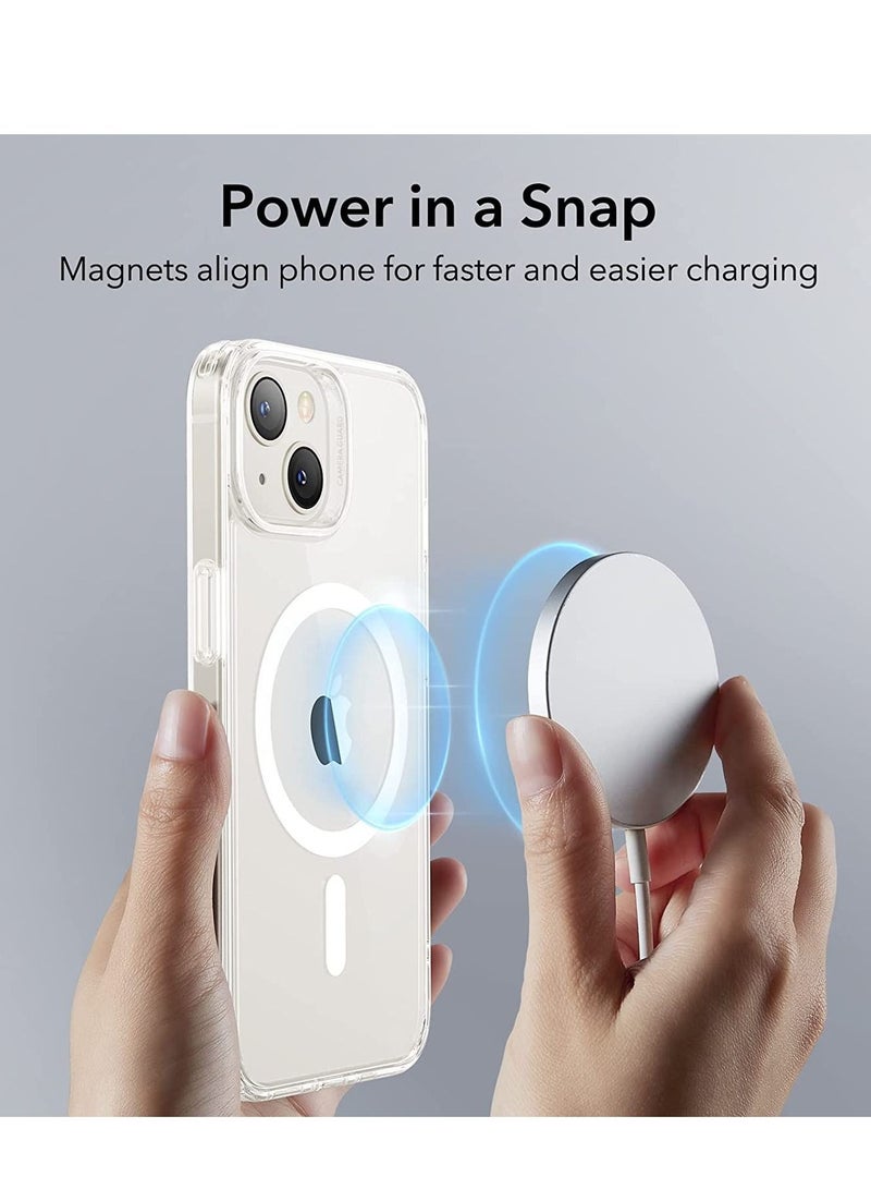 حافظة آيفون 13، حافظة آيفون 14، حافظة هاتف MagSafe تدعم الشحن اللاسلكي المغناطيسي، حماية من الدرجة العسكرية ضد الصدمات، مقاومة للخدش، غطاء هجين كلاسيكي لهاتف آيفون 13/14، شفاف - Image 3