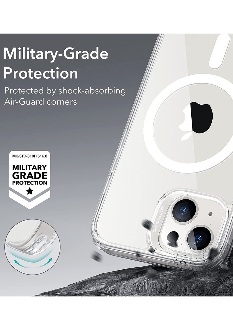 حافظة آيفون 13، حافظة آيفون 14، حافظة هاتف MagSafe تدعم الشحن اللاسلكي المغناطيسي، حماية من الدرجة العسكرية ضد الصدمات، مقاومة للخدش، غطاء هجين كلاسيكي لهاتف آيفون 13/14، شفاف - Image 5