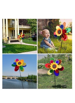 Generic Garden Wind Spinners, Sunflower Windmills Lawn Decor, Rainbow Pinwheels for Yard and Garden, Outdoor Ornaments Spinner Art Pathway Patio Ornaments, 2PCS  - Image 2