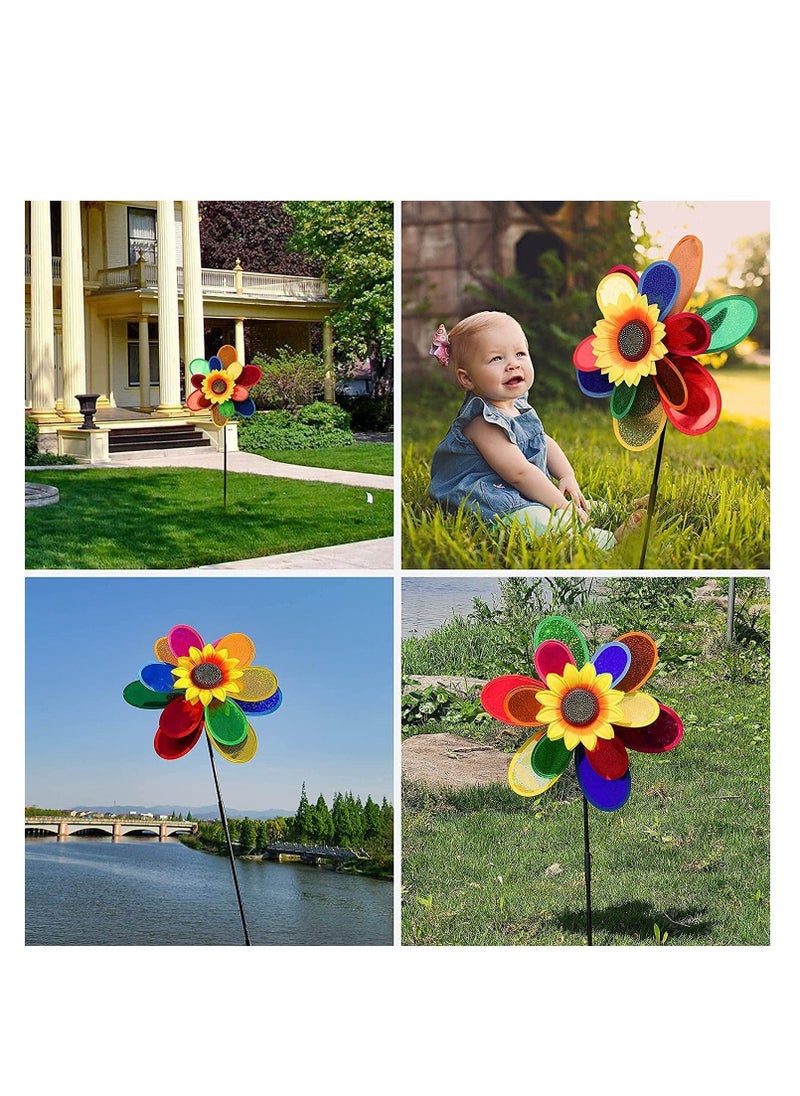 Generic Garden Wind Spinners, Sunflower Windmills Lawn Decor, Rainbow Pinwheels for Yard and Garden, Outdoor Ornaments Spinner Art Pathway Patio Ornaments, 2PCS  - Image 2
