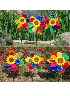 Generic Garden Wind Spinners, Sunflower Windmills Lawn Decor, Rainbow Pinwheels for Yard and Garden, Outdoor Ornaments Spinner Art Pathway Patio Ornaments, 2PCS  - Image 3