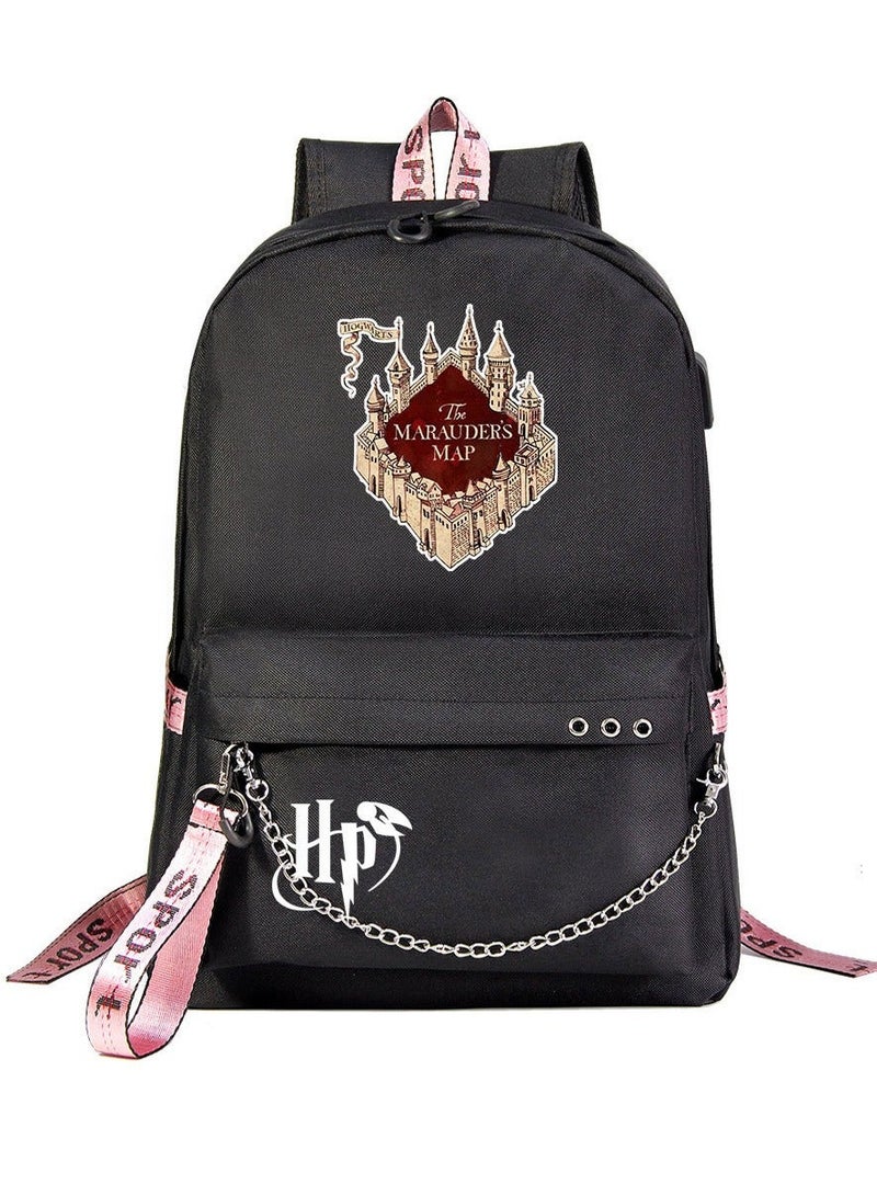 Harry Potter Cartoon Print Student Youth Large Capacity Backpack For Men And Women