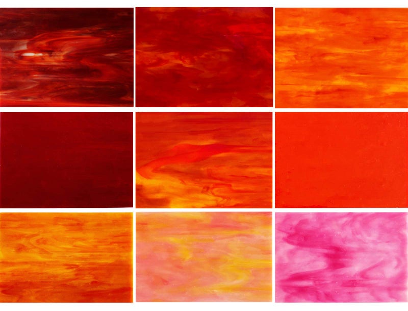 PALJOLLY 9 Pack Red Stained Glass Sheets 4 x 6 Inch Mosaic Supplies Flame Collection for Crafts and Mosaics