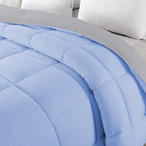 Razzai MammaYo Razzai Down Alternative Soft Quilted 300 GSM All Weather Comforter (90" x 90" Inches/228cm x 228cm) - Queen Size Comforters|Silver/Sky Blue| TC - 400 - Image 4