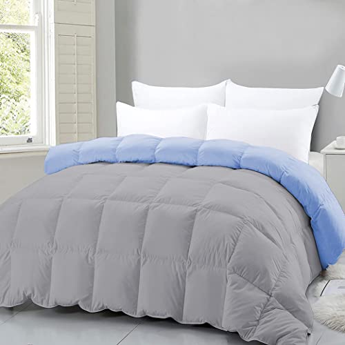 Razzai MammaYo Razzai Down Alternative Soft Quilted 300 GSM All Weather Comforter (90" x 90" Inches/228cm x 228cm) - Queen Size Comforters|Silver/Sky Blue| TC - 400 - Image 2