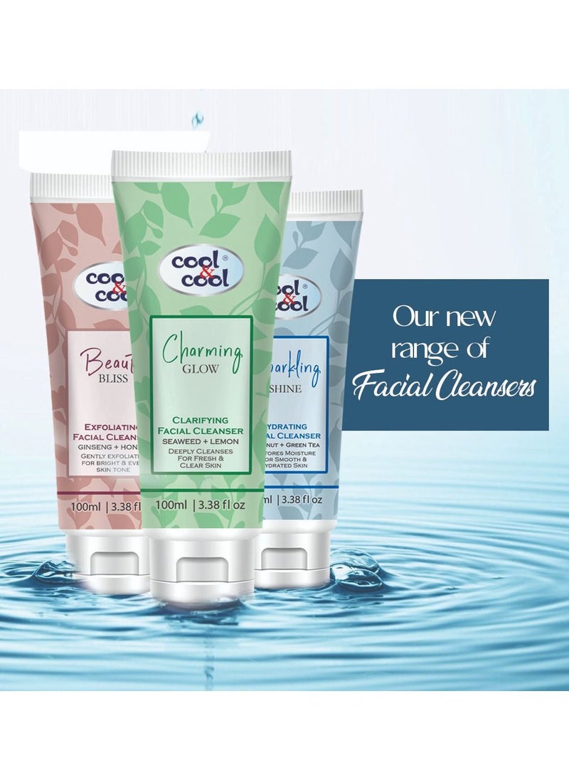Cool & Cool - Cool & Cool Sparkling Shine Hydrating Facial Cleanser | Aloe Vera, Coconut Water & Green Tea; Restores Moisture for Smooth & Hydrated Skin, 100ml - Image 1