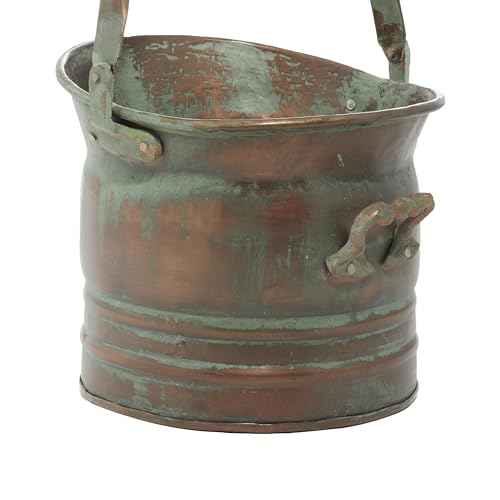 Deco 79 Metal Indoor Outdoor Planter Patina Tulip Style Bucket Small Planter Pot with Stationary Handles, Set of 3 Planters 13", 11", 9"W, Copper - Image 4