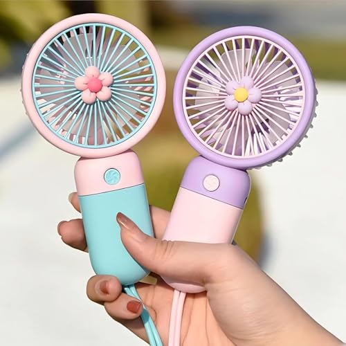 MYORA Korean Style Portable USB Fan – Rechargeable 1200mAh Battery, Up to 6 Hours Working Time, 3-Speed Modes, Low Noise, Compact & Lightweight with USB Cable (Random Color) - Image 3
